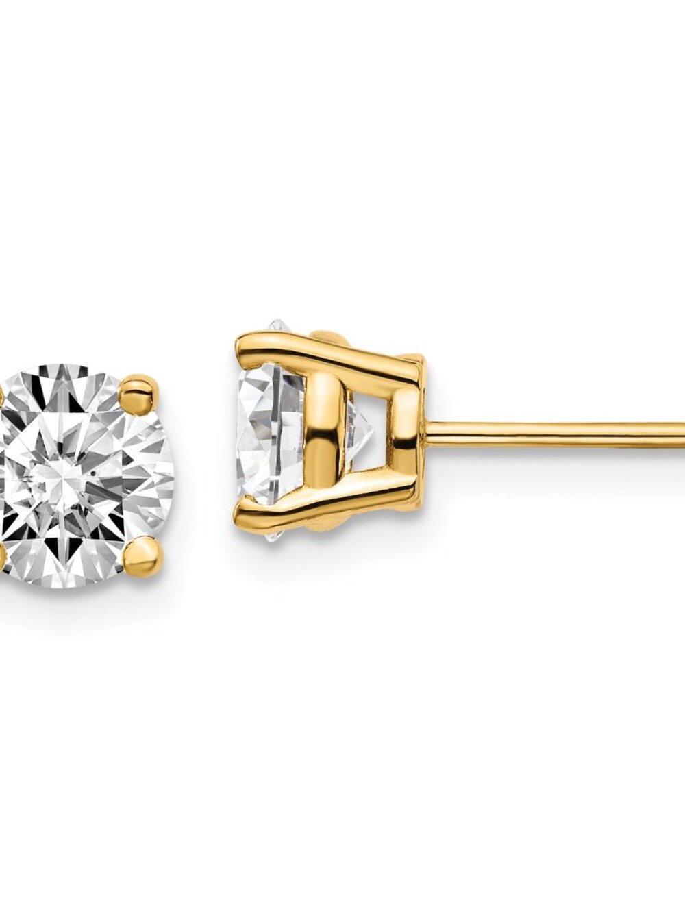 Gold Plated Sterling Silver 7mm Round CZ Basket Set Stud Earrings - Gold Studs